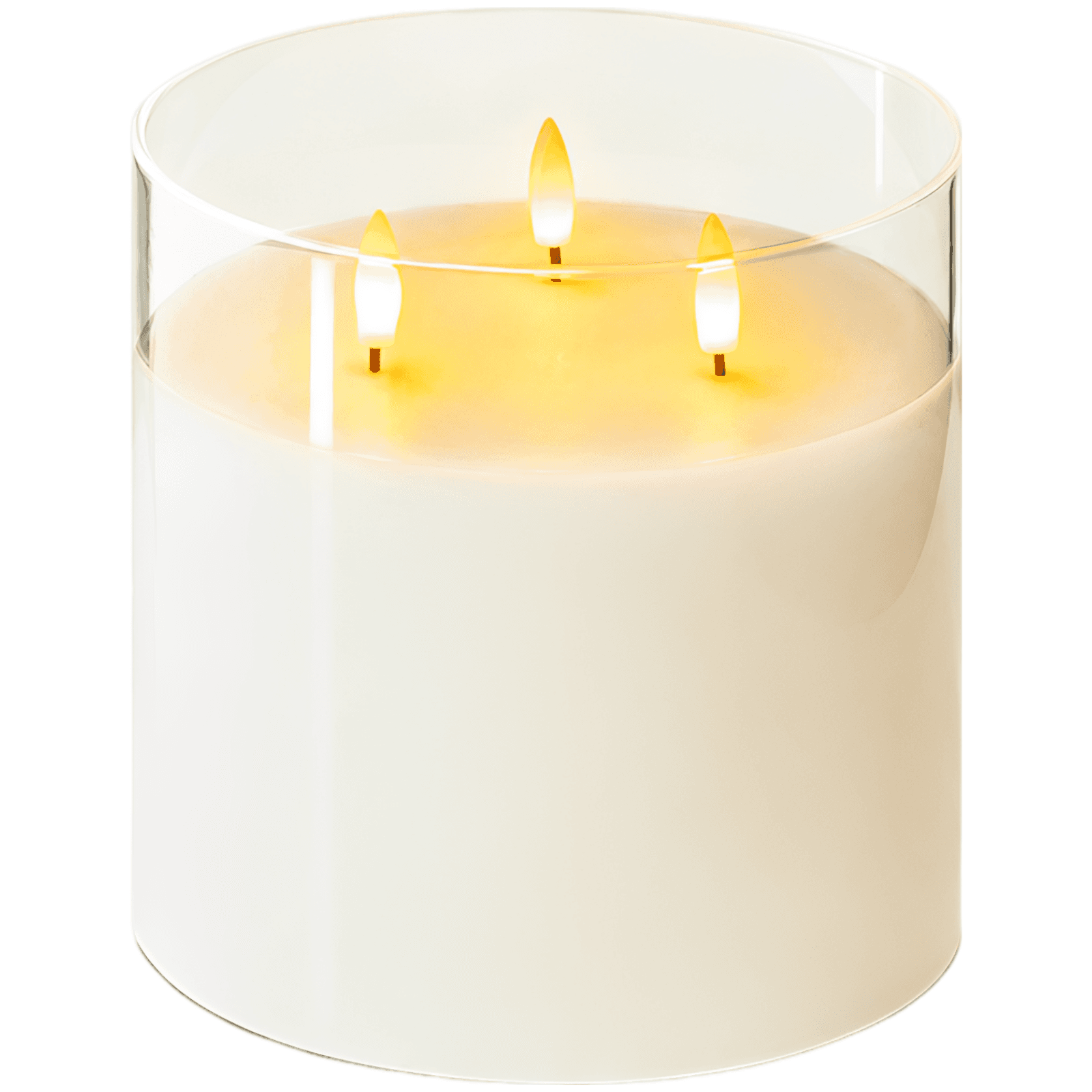 Large 3-Wick Flameless Glass LED Candle
