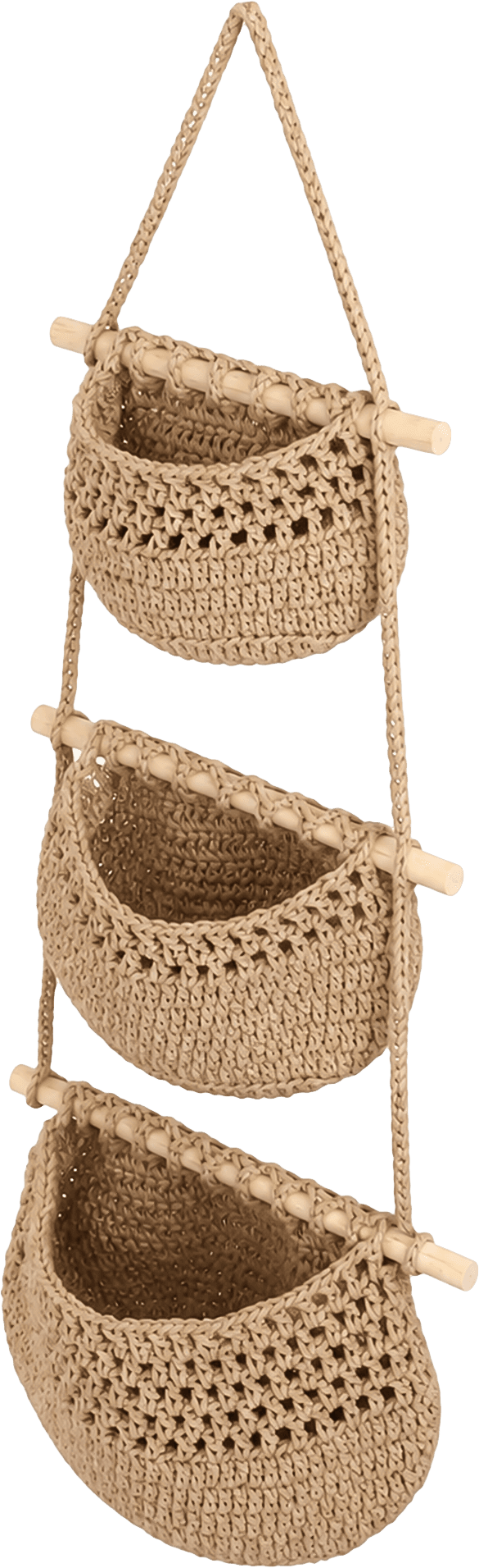 3-Tier Woven Jute Macrame Hanging Basket