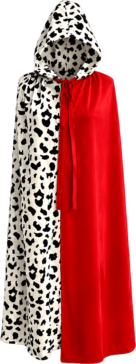 Reversible Cow Print & Red Hooded Cape