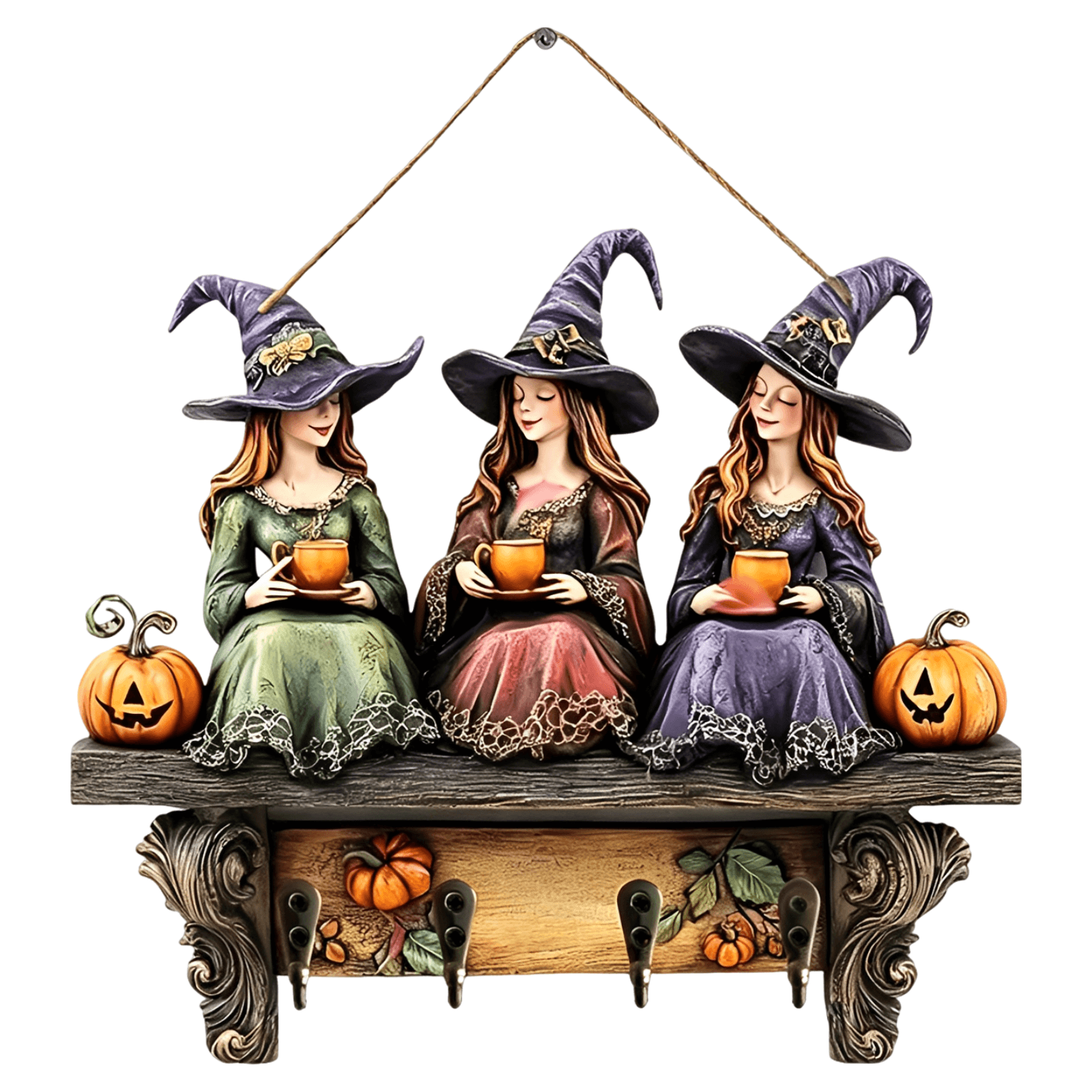 Witch Key Holder with 4 Hooks