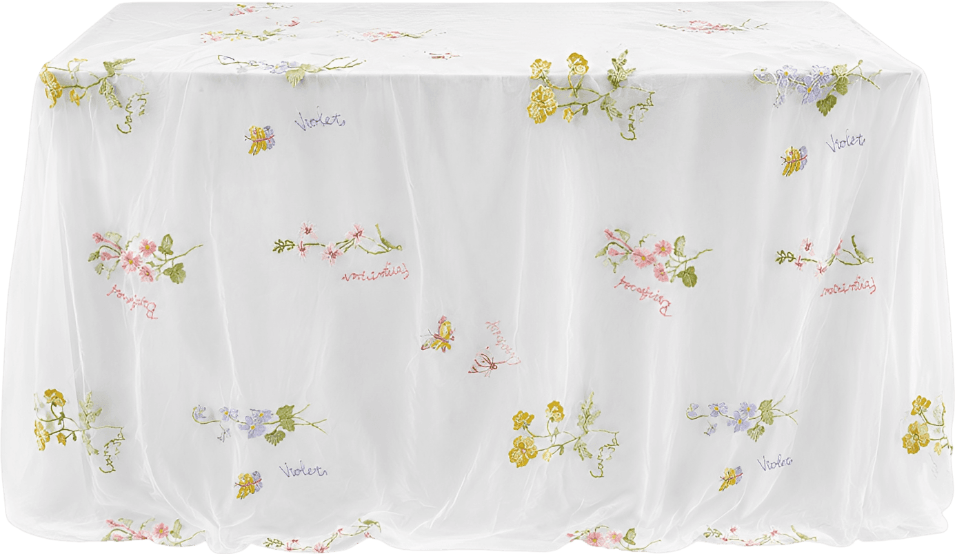Romantic Embroidered Wildflower Table Runner