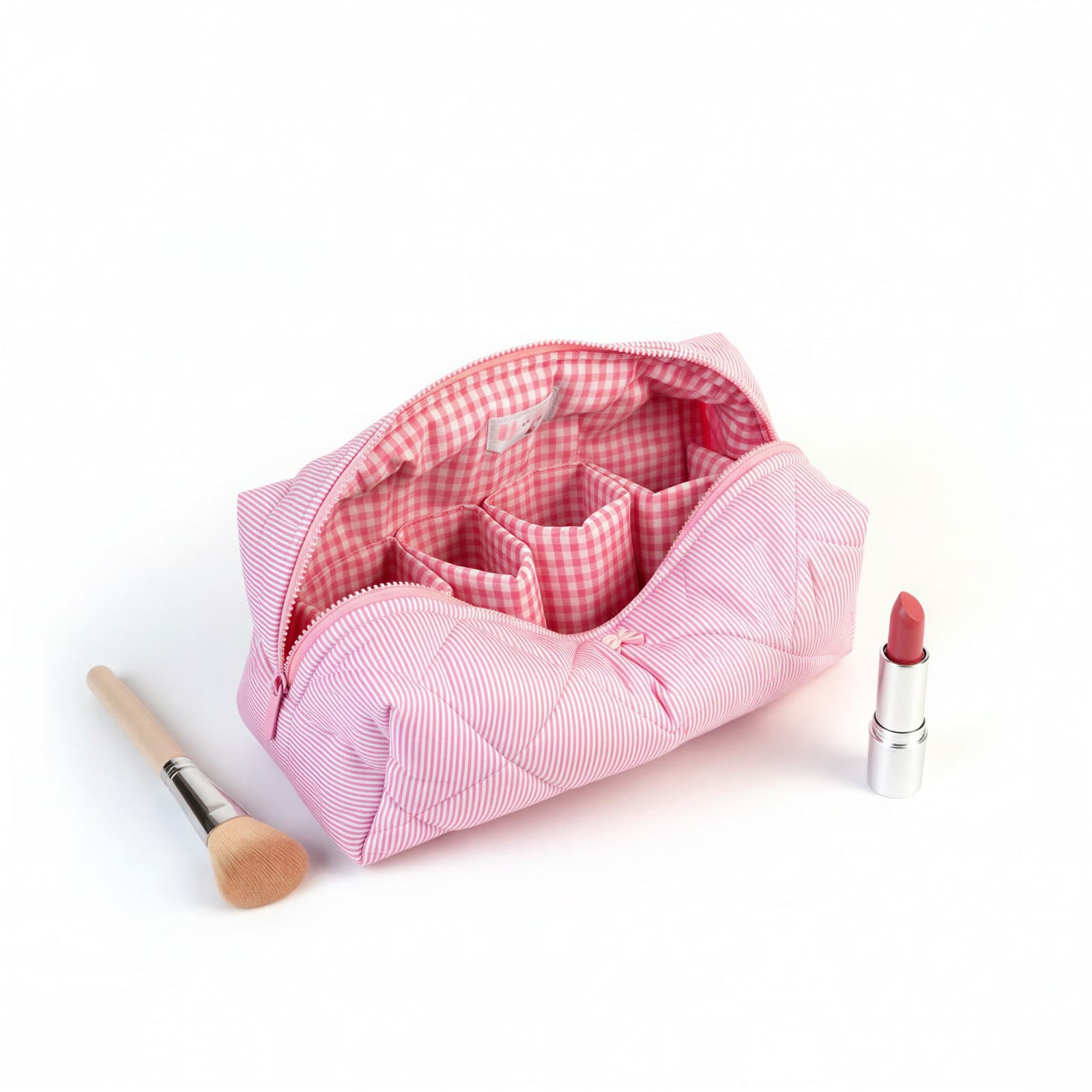 Large Striped Makeup Bag & Travel Organizer