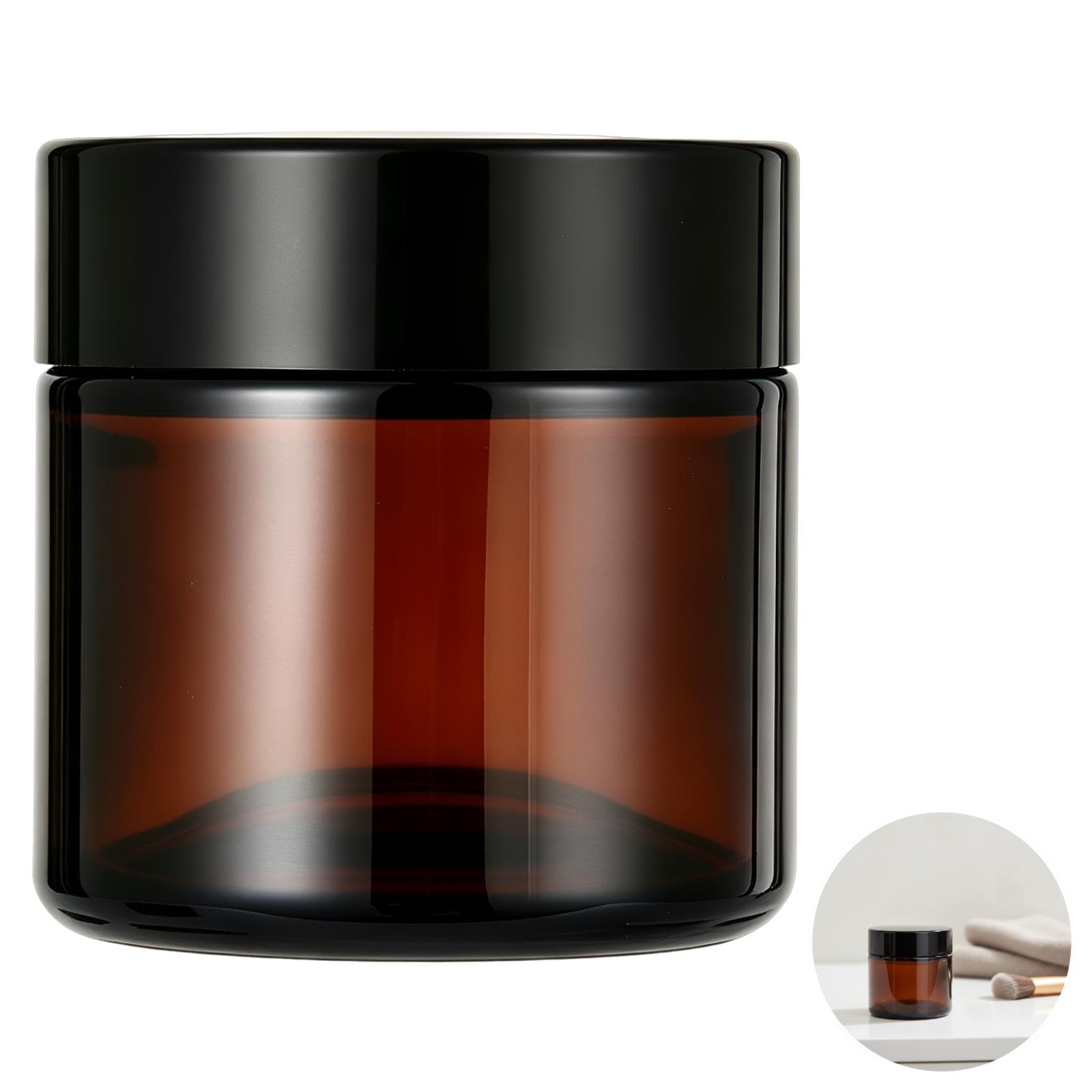 10-Piece Premium Amber Glass Cosmetic Jars