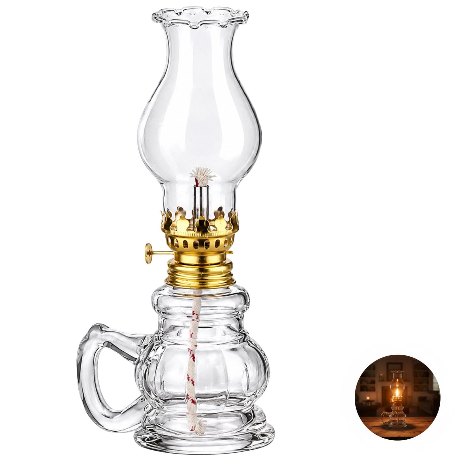 Vintage Glass Kerosene Lamp Set