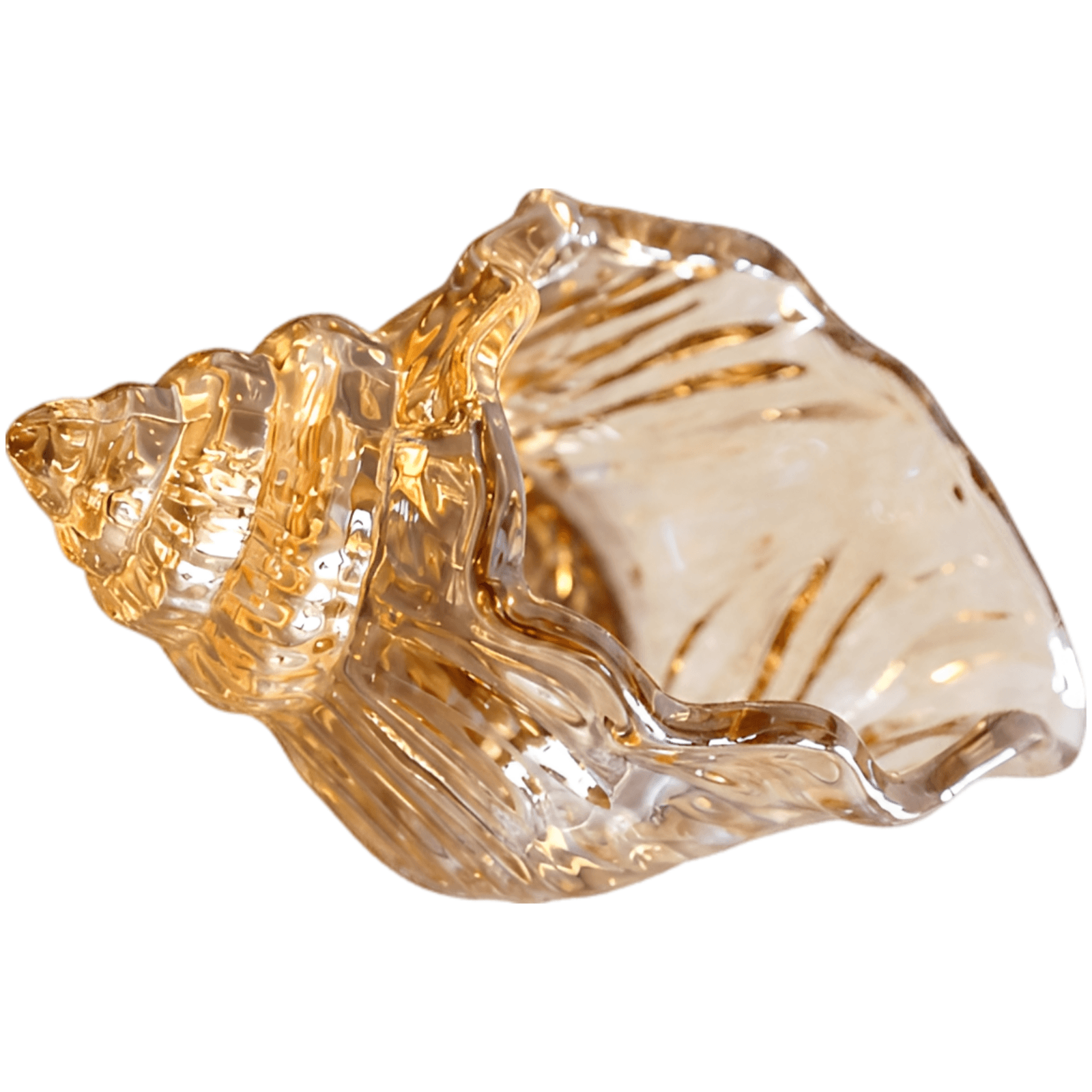 Amber Glass Seashell Candle Holder