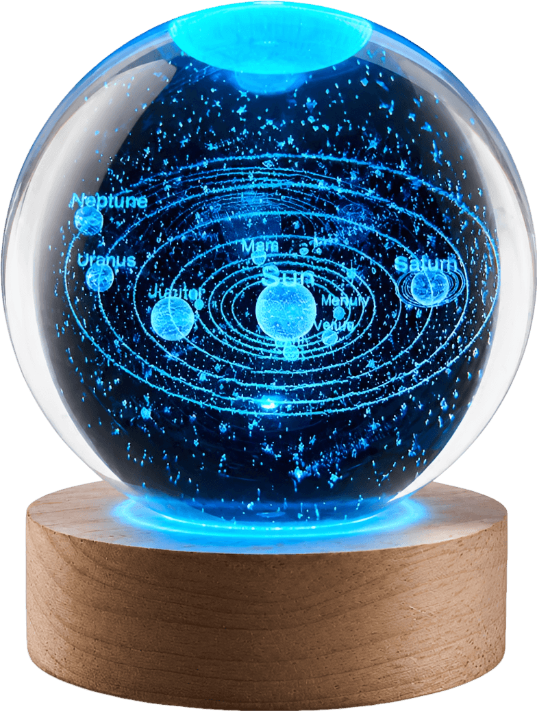 3D Solar System Crystal Ball Night Light