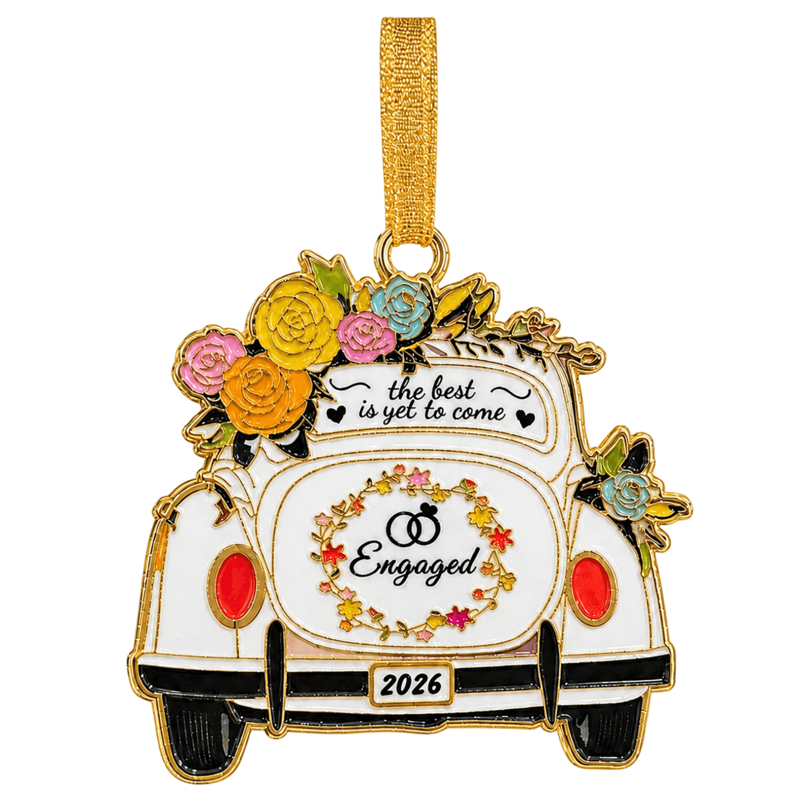 Engaged 2026 Vintage Car Ornament