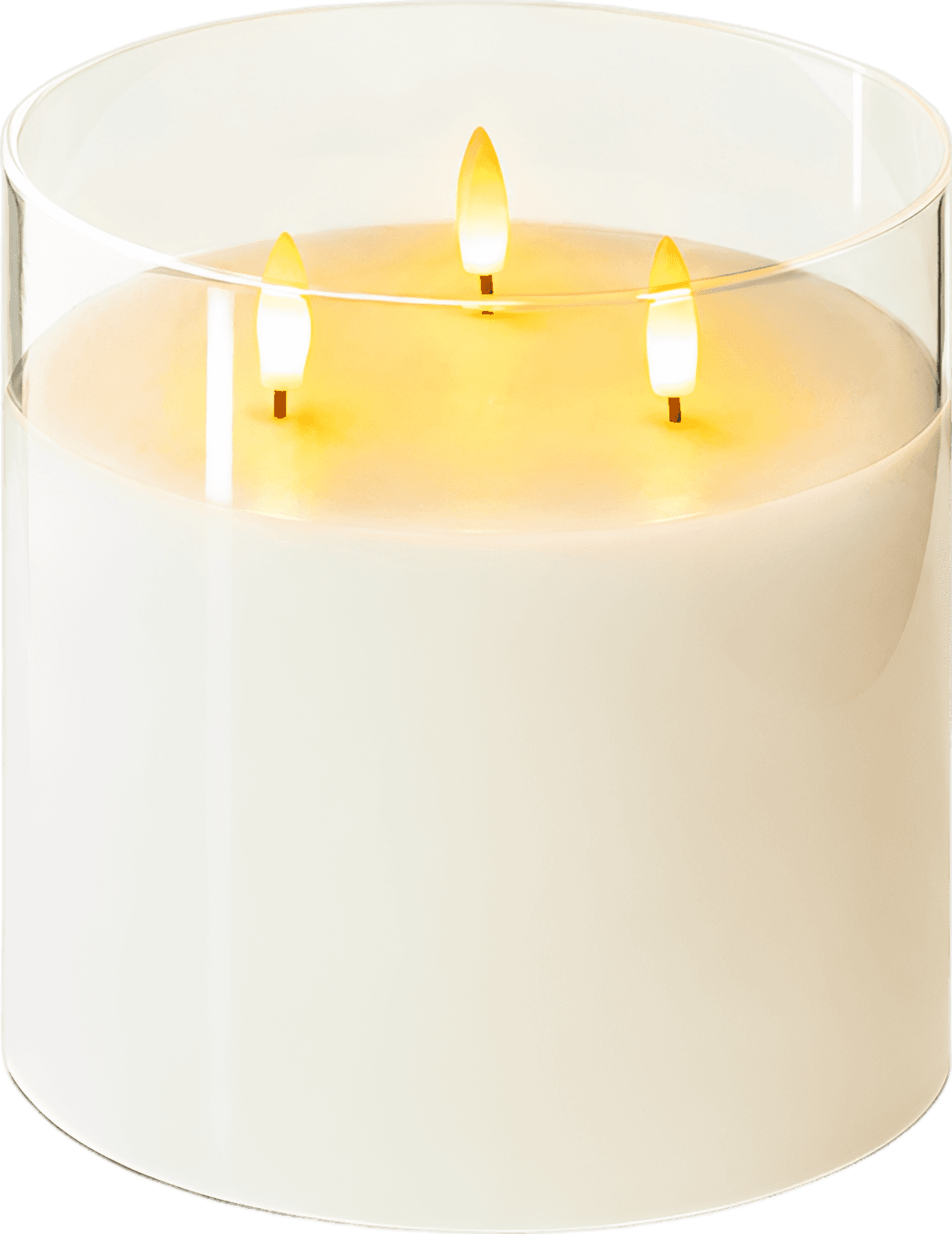 Large 3-Wick Flameless Glass LED Candle